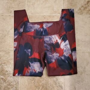 JoyLab Floral Print Leggings in Burgundy, Red & Navy